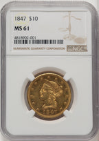 1847 $10 Liberty Eagle NGC MS61