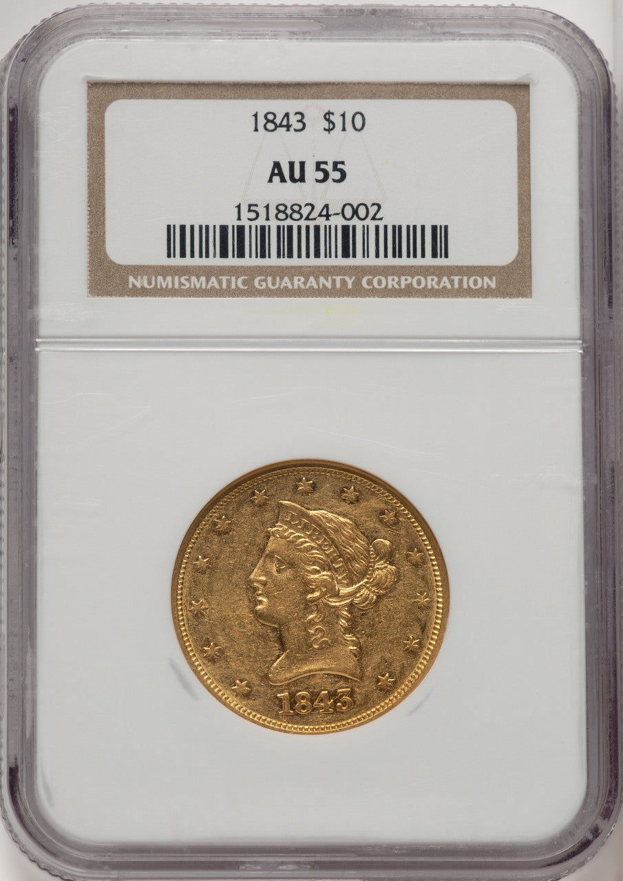 1843 $10 Liberty Eagle NGC AU55 (772603095)