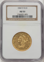 1842-O $10 Liberty Eagle NGC AU53 (772603094)