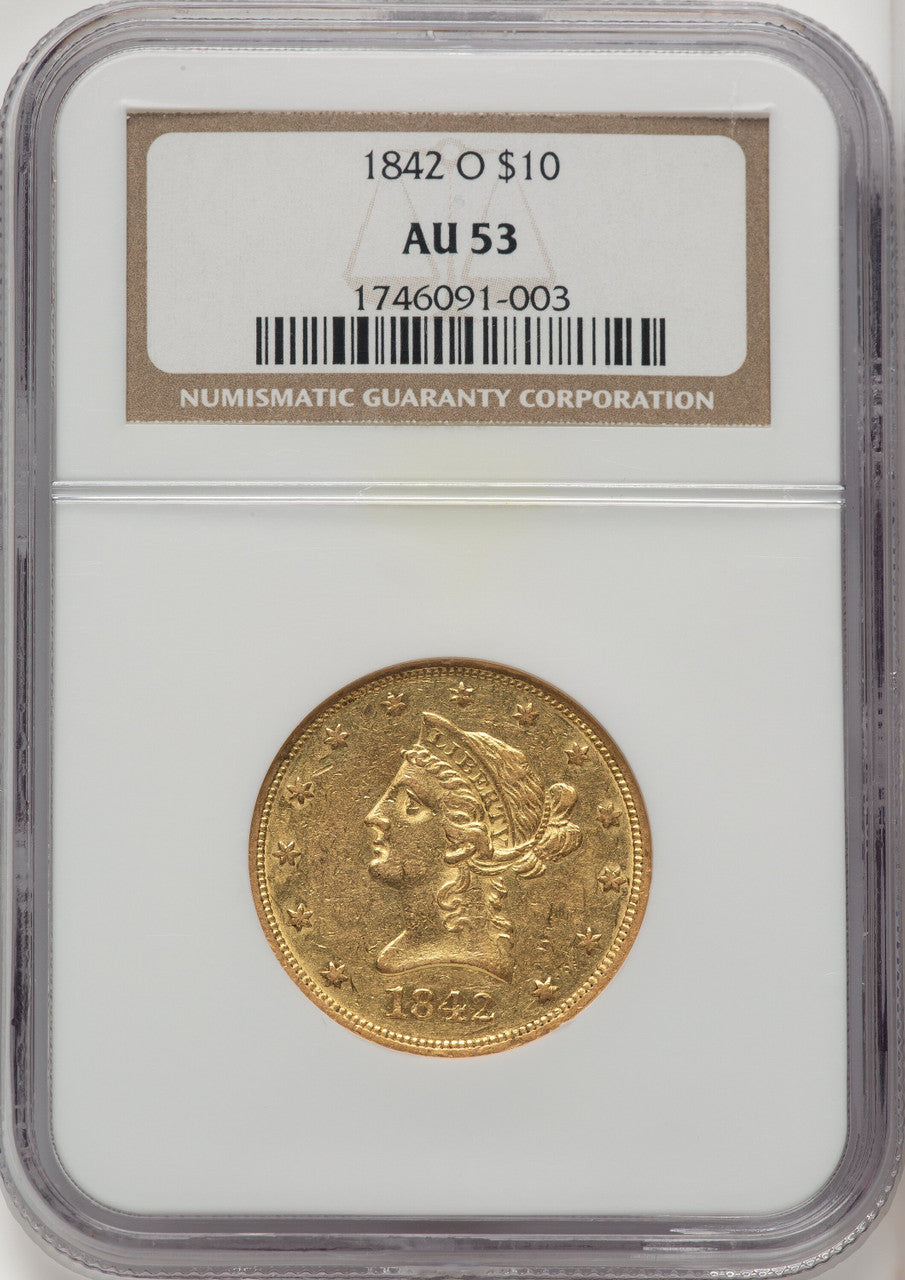 1842-O $10 Liberty Eagle NGC AU53 (772603094)