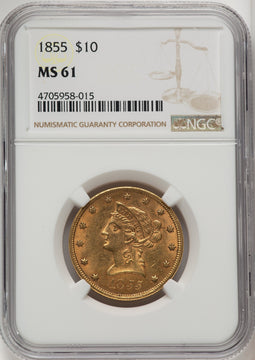 1855 $10 Liberty Eagle NGC MS61