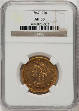 1867 $10 Liberty Eagle NGC AU50 (772603105)