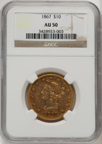 1867 $10 Liberty Eagle NGC AU50 (772603105)