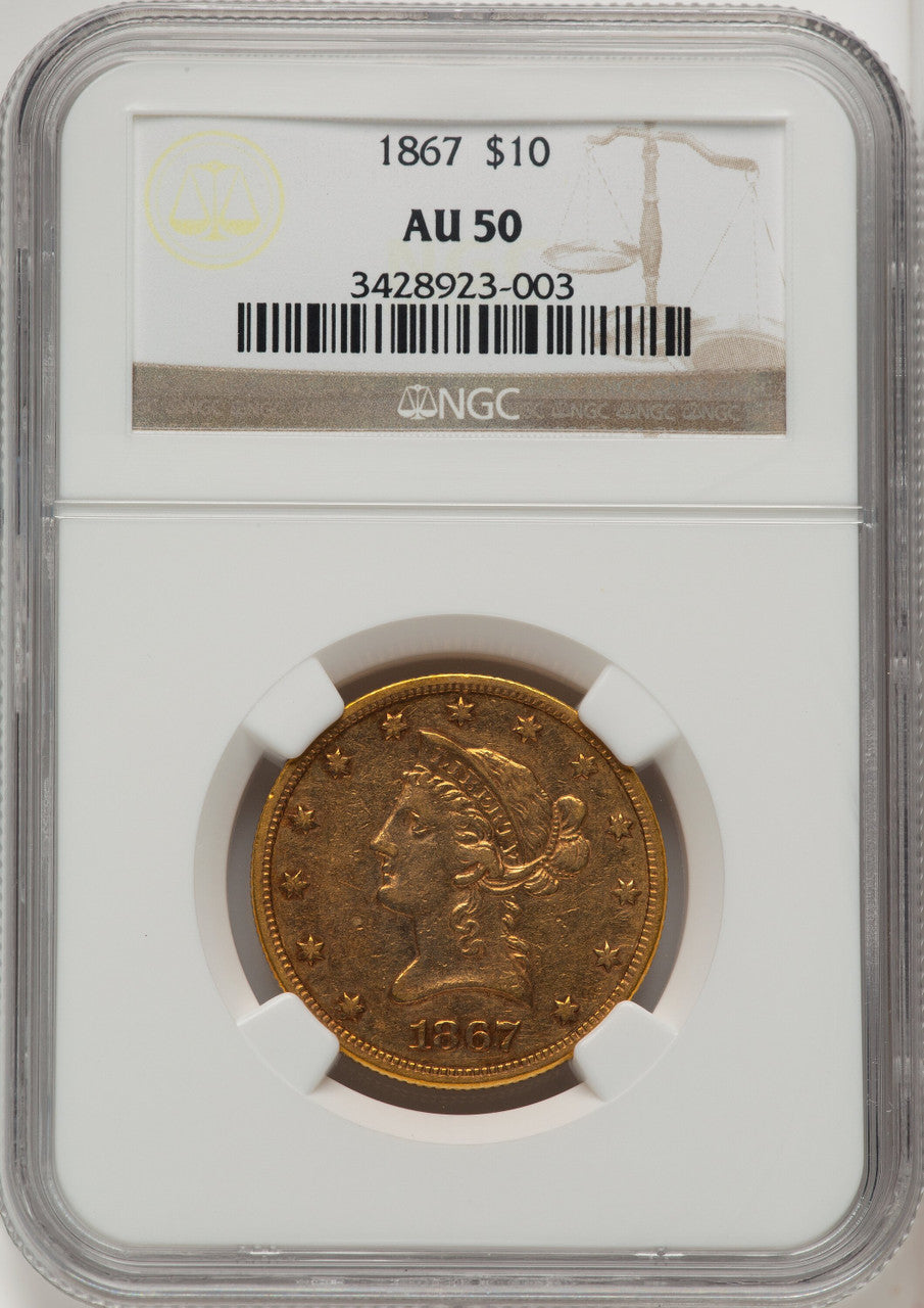 1867 $10 Liberty Eagle NGC AU50 (772603105)