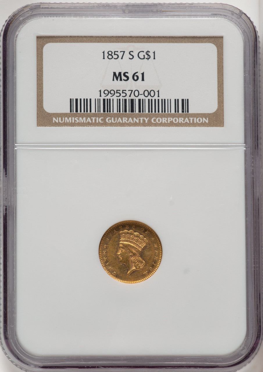 1857-S G$1 Gold Dollar NGC MS61
