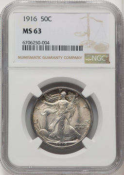 1916 50C Walking Liberty Half Dollar NGC MS63