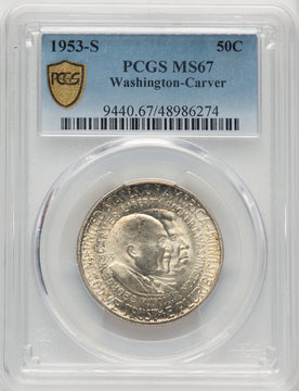 1953-S 50C Washington-Carver Commemorative Silver PCGS MS67