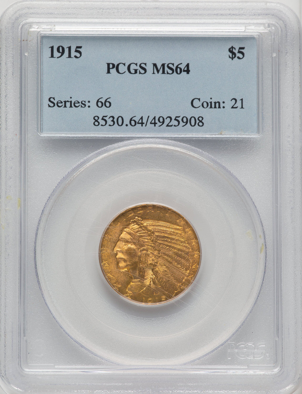 1915 $5 Indian Half Eagle PCGS MS64 (772664002)