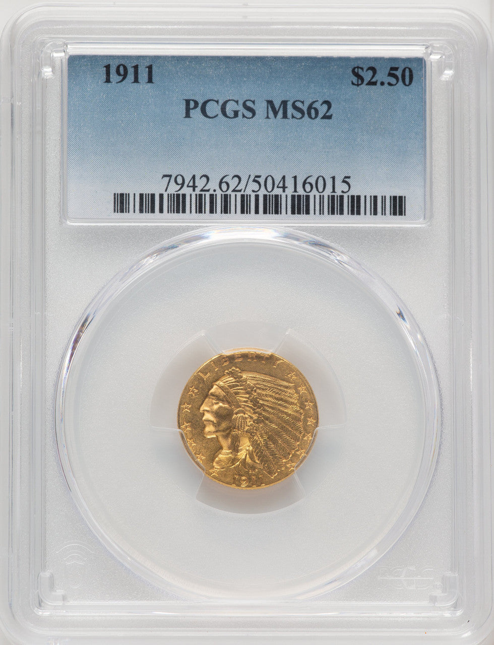 1911 $2.50 Indian Quarter Eagle PCGS MS62 (771124318)
