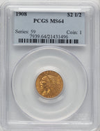 1908 $2.50 Indian Quarter Eagle PCGS MS64 (506941031)