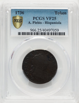 1736 Auctori Plebis Token Colonials PCGS VF25