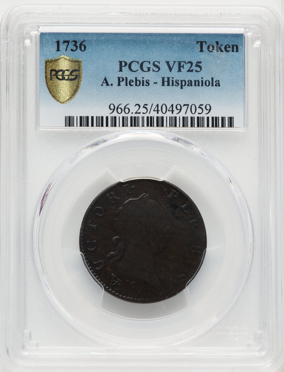 1736 Auctori Plebis Token Colonials PCGS VF25