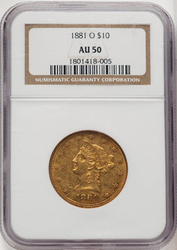 1881-O $10 Liberty Eagle NGC AU50