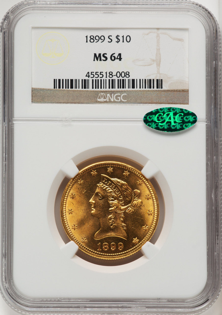 1899-S $10 CAC Liberty Eagle NGC MS64