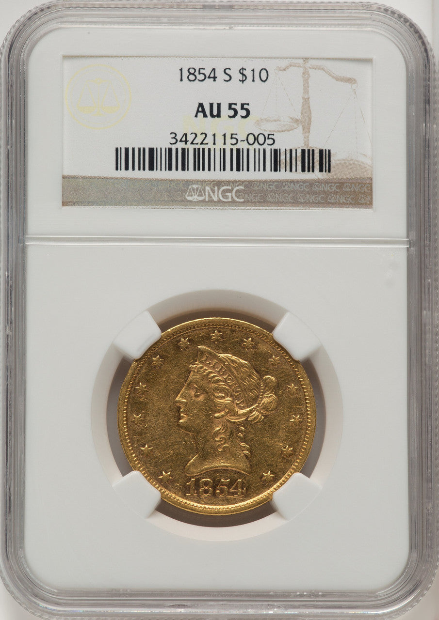 1854-S $10 Liberty Eagle NGC AU55 (772603101)