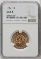 1912 $5 Indian Half Eagle NGC MS63 (772603156)