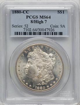 1880-CC 8 Over High 7 Morgan Dollar PCGS MS64 (772575010)