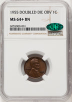 1955 1C Doubled Die Obverse FS-101 BN CAC Brown Label Lincoln Cent NGC MS64+