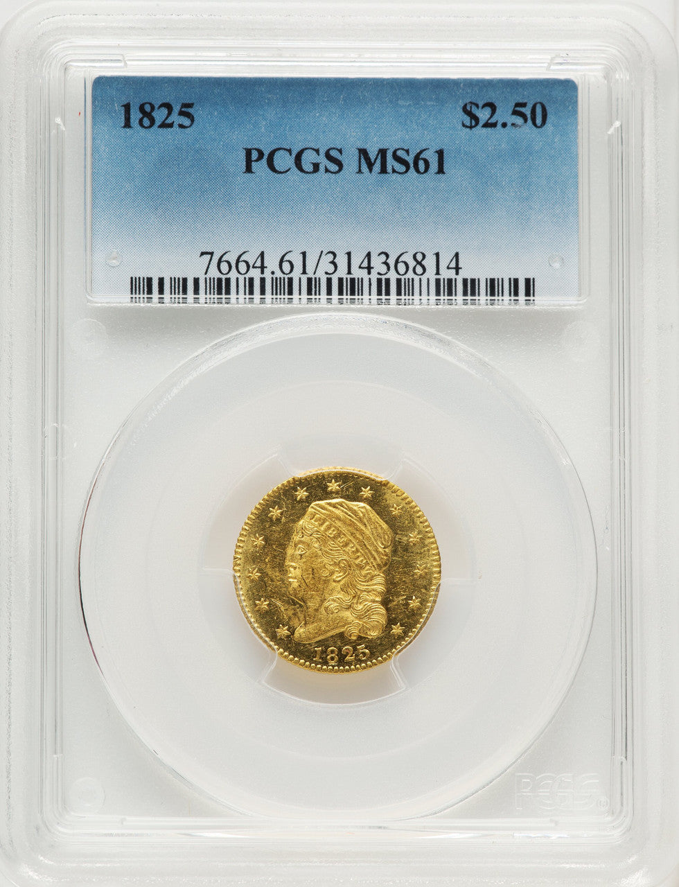 1825 $2.50 Early Quarter Eagle PCGS MS61