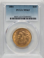 1881 $10 Liberty Eagle PCGS MS63 (177194054)