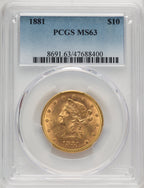 1881 $10 Liberty Eagle PCGS MS63