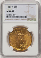 1911-S $20 Saint-Gaudens Double Eagle NGC MS65+ (520105016)