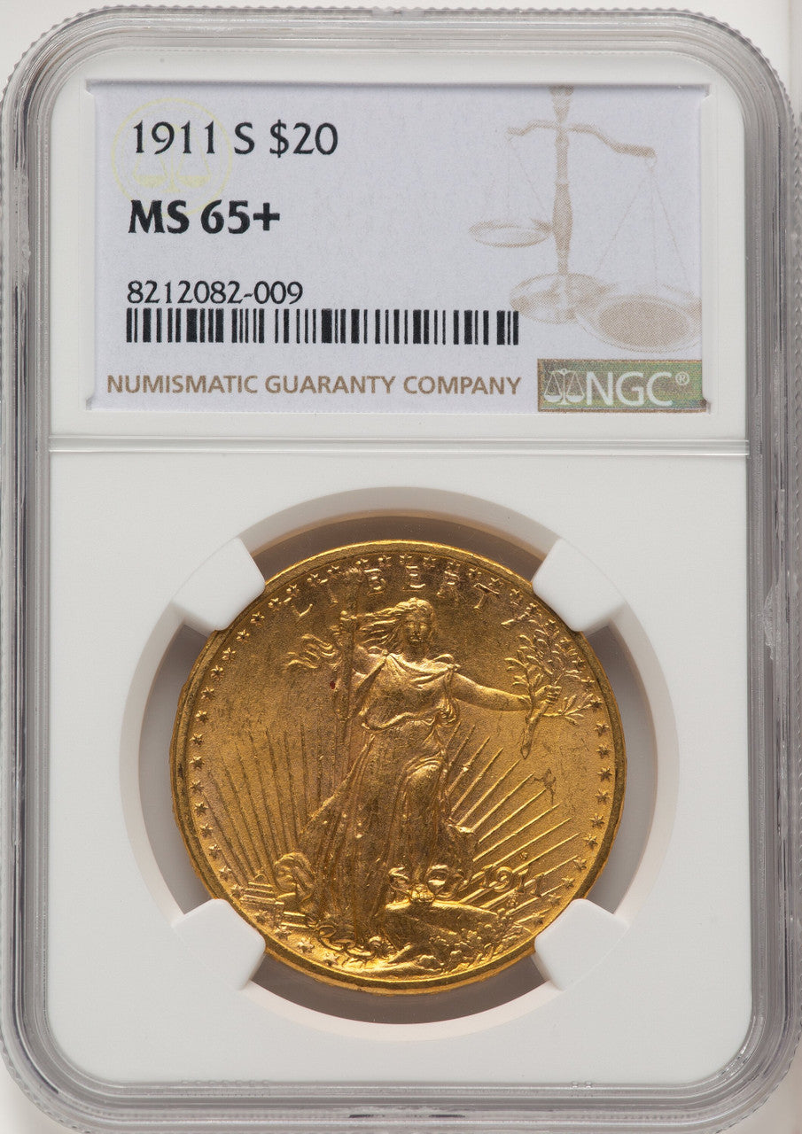 1911-S $20 Saint-Gaudens Double Eagle NGC MS65+ (520105016)