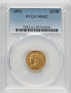 1911 $2.50 Indian Quarter Eagle PCGS MS62 (772830002)