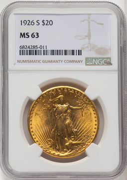 1926-S $20 Saint-Gaudens Double Eagle NGC MS63 (771337029)