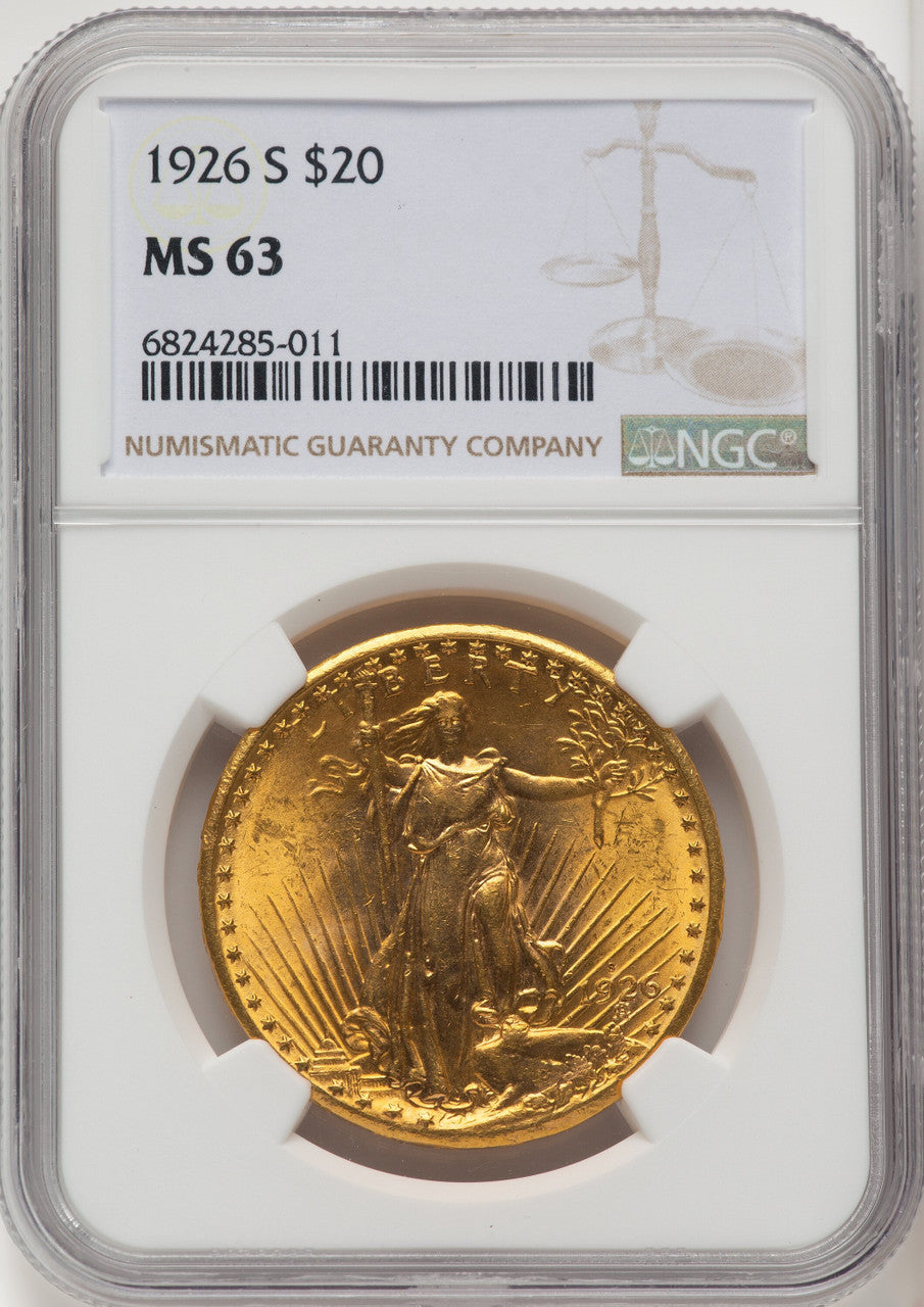 1926-S $20 Saint-Gaudens Double Eagle NGC MS63 (771337029)