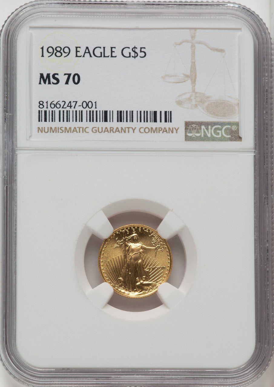 1989 $5 Tenth-Ounce Gold Eagle Brown Label NGC MS70