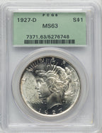 1927-D Peace Dollar PCGS MS63 (772837010)