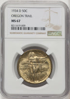 1934-D 50C Oregon Commemorative Silver NGC MS67 (772775021)