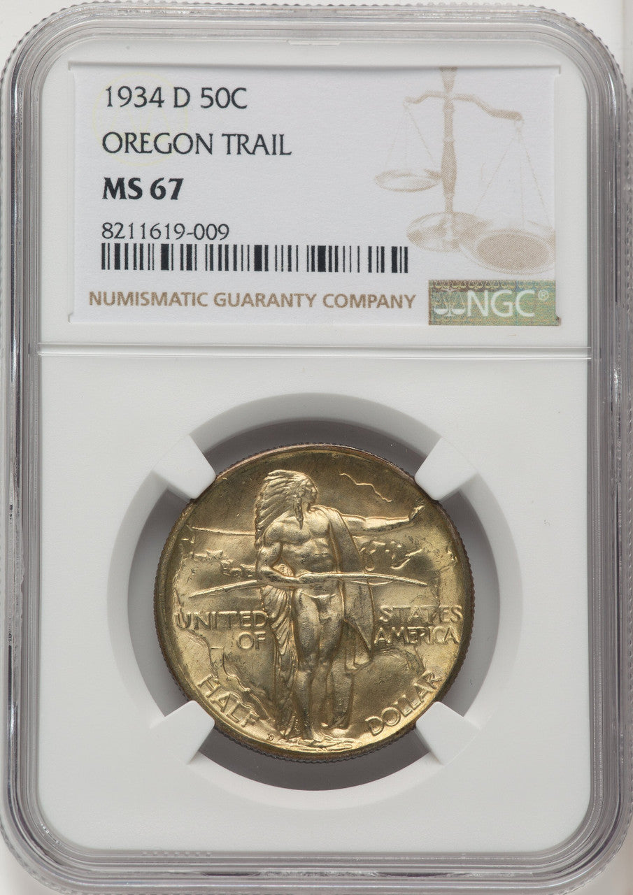 1934-D 50C Oregon Commemorative Silver NGC MS67 (772775021)