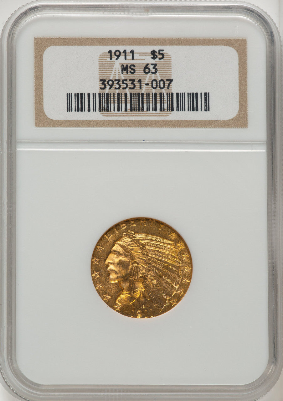 1911 $5 Indian Half Eagle NGC MS63 (772775019)