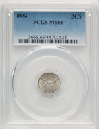 1852 3CS Three Cent Silver PCGS MS66