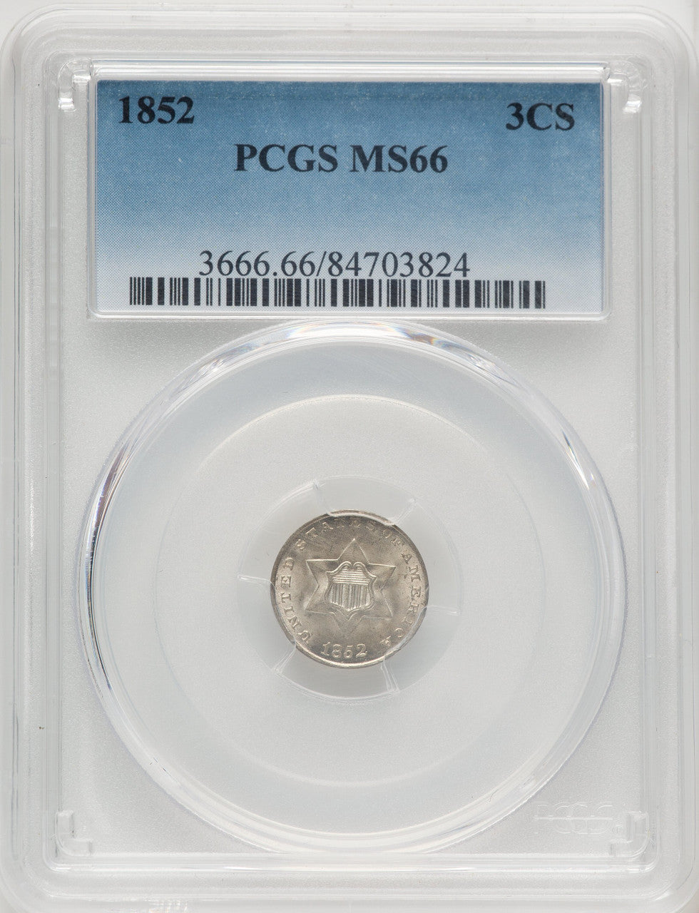 1852 3CS Three Cent Silver PCGS MS66