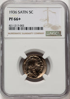 1936 5C Type One Satin Proof Buffalo Nickel NGC PR66+