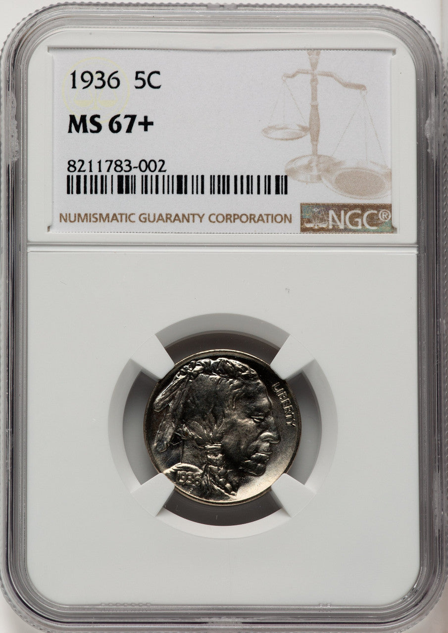1936 5C Buffalo Nickel NGC MS67+ (910495020)