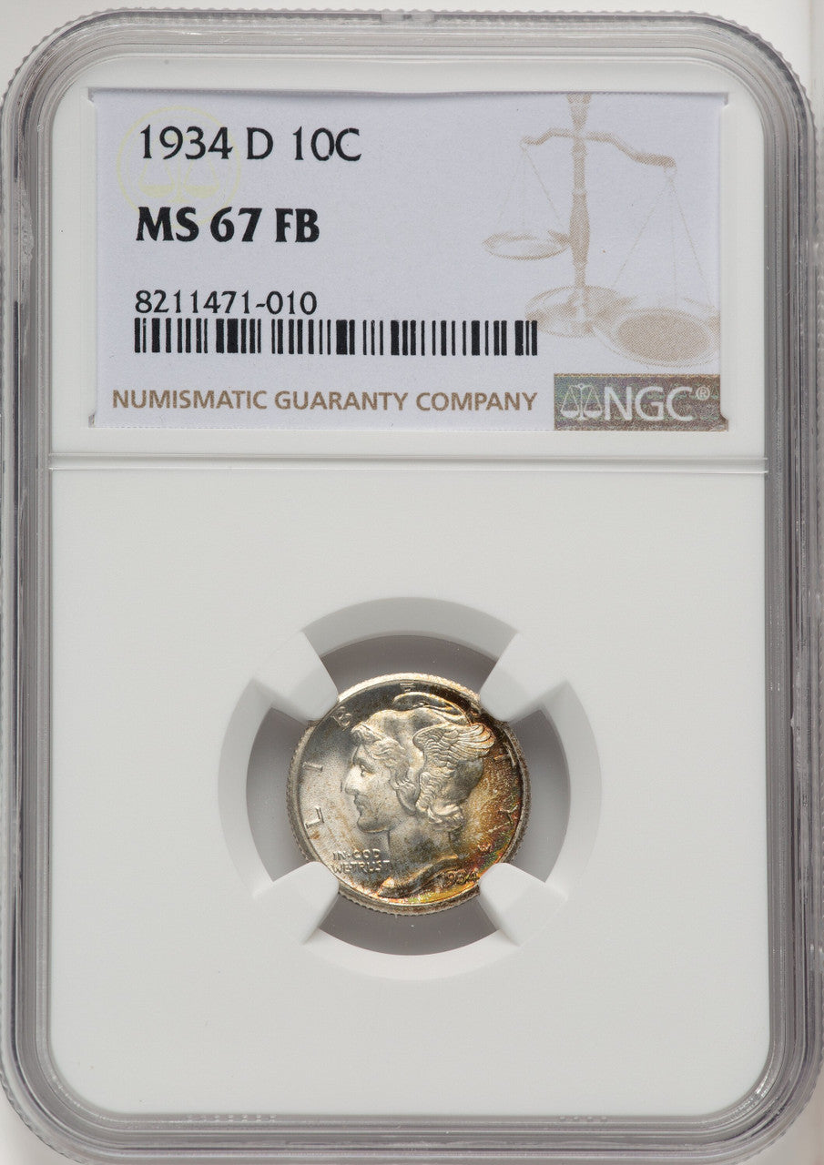 1934-D 10C FB Mercury Dime NGC MS67