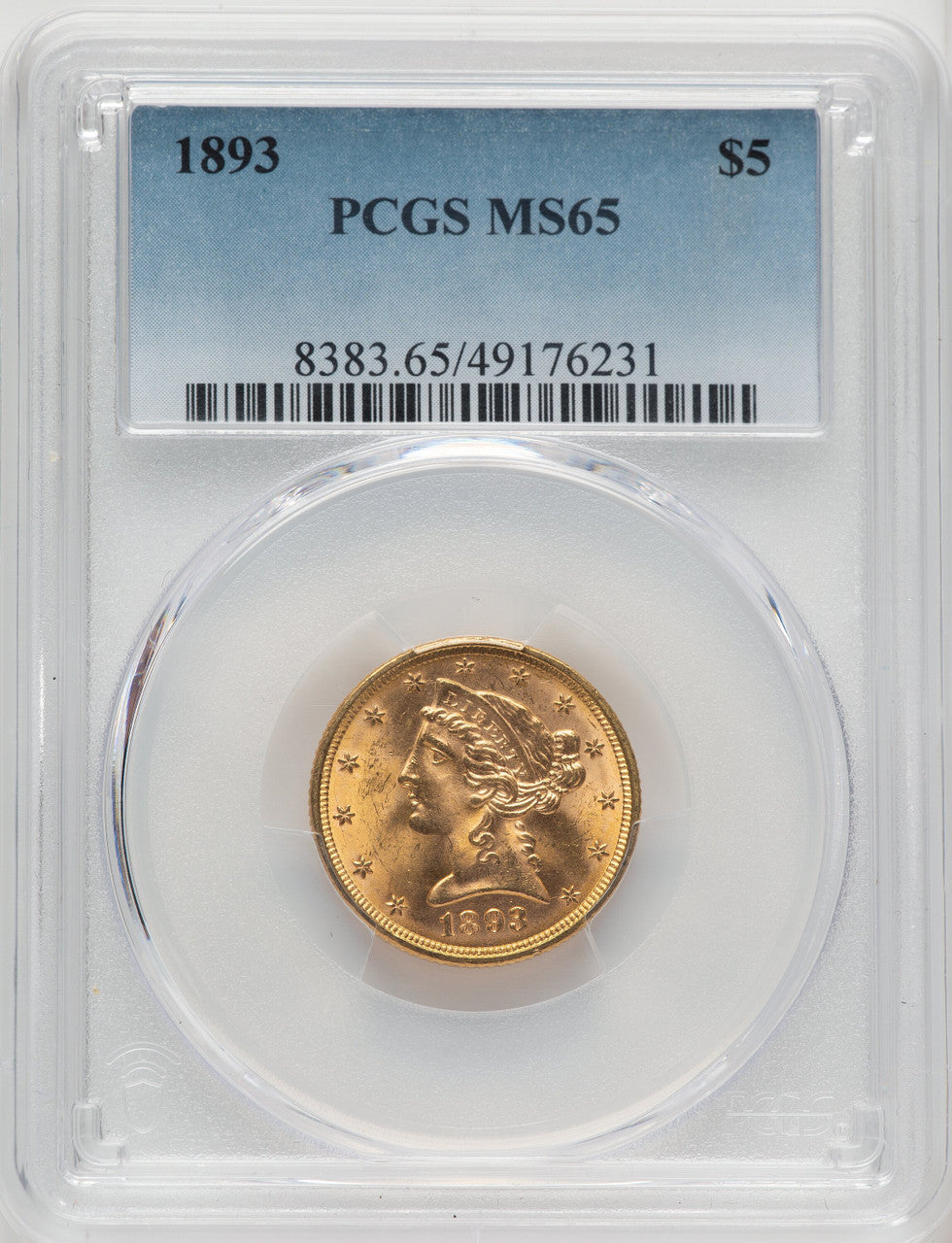 1893 $5 Liberty Half Eagle PCGS MS65