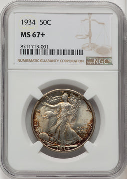 1934 50C Walking Liberty Half Dollar NGC MS67+