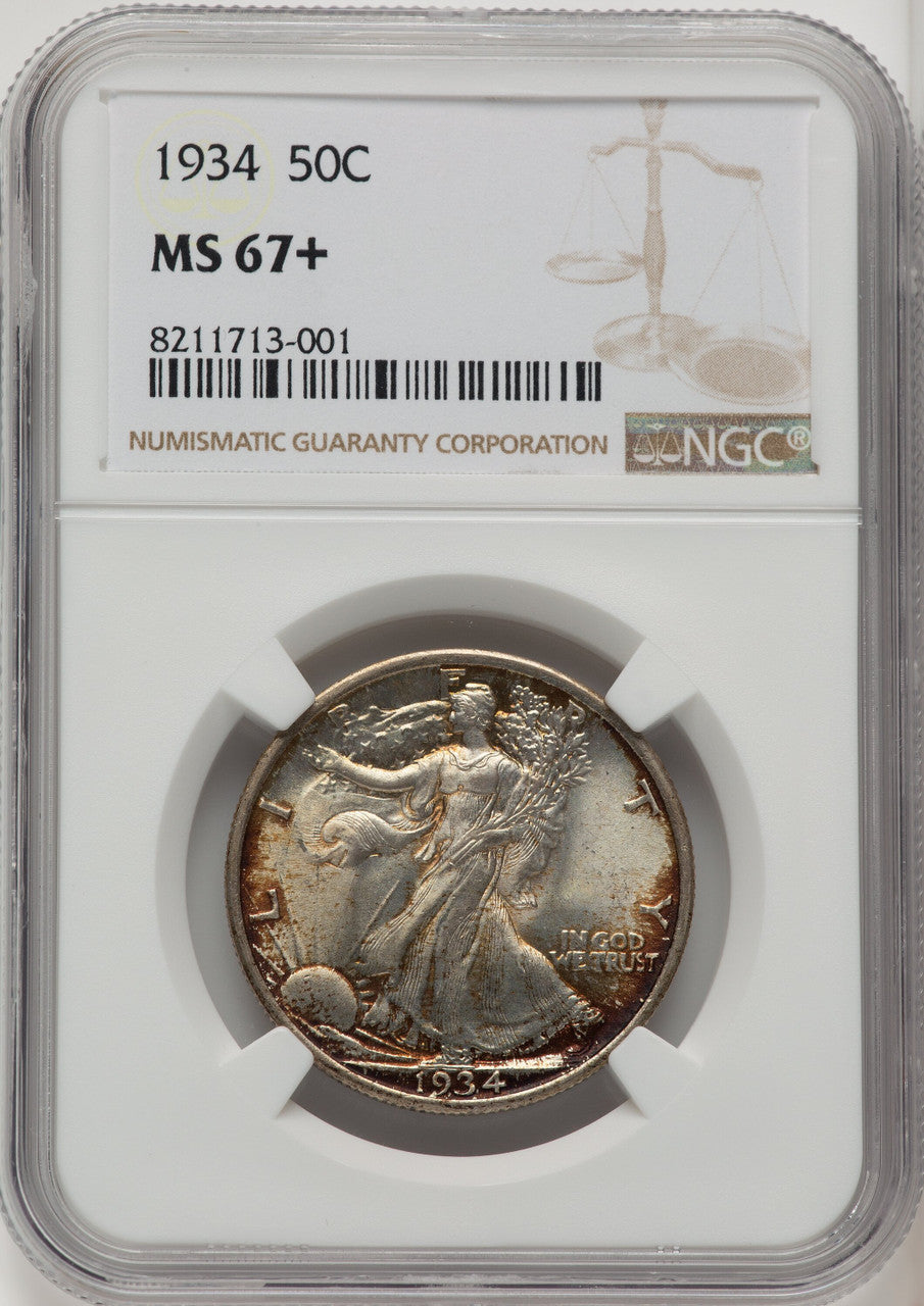 1934 50C Walking Liberty Half Dollar NGC MS67+