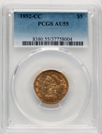 1892-CC $5 Liberty Half Eagle PCGS AU55