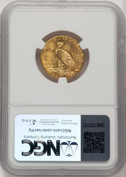 1913 $5 Brown Label Indian Half Eagle NGC MS63