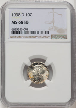 1938-D 10C FB Mercury Dime NGC MS68 (772782005)