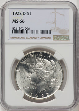1922-D Peace Dollar NGC MS66 (772775011)