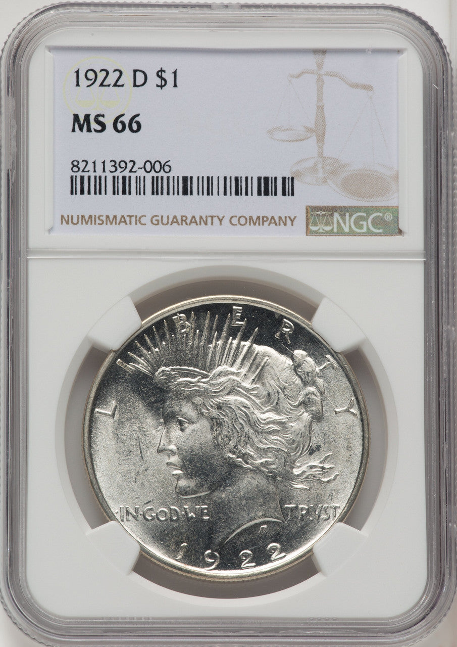 1922-D Peace Dollar NGC MS66 (772775011)