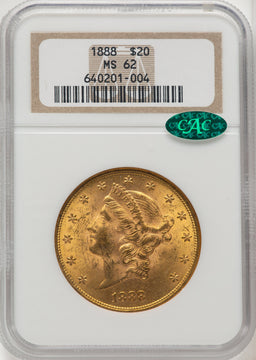 1888 $20 CAC Liberty Double Eagle NGC MS62