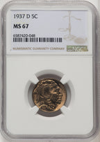 1937-D 5C Buffalo Nickel NGC MS67 (772810004)